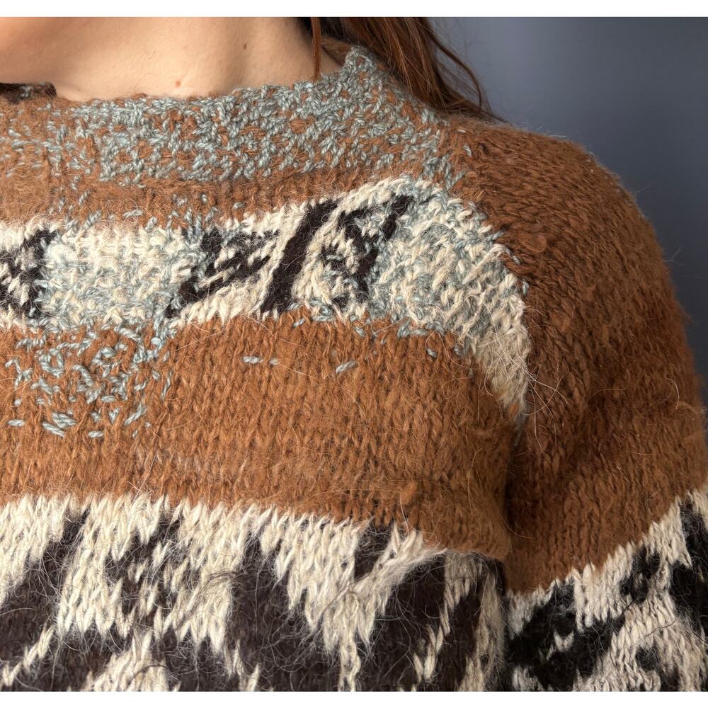 Artisan Mended Vintage Hand-Knit Wool & Mohair Sweater